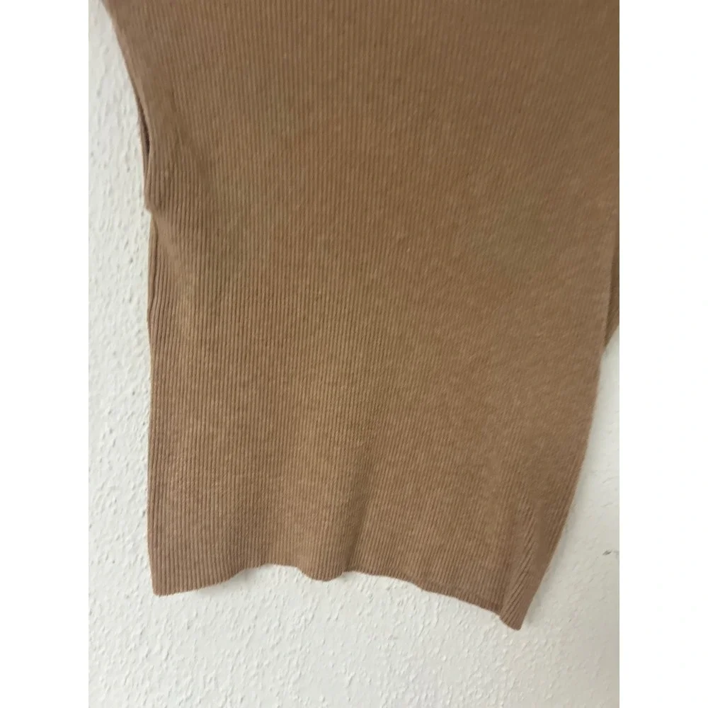 Vila Milano Tan Ribbed Mock Neck Sweater Vest Sleeveless Knit Top Small